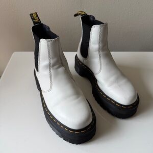 Dr. Martens 2976 Quad White Leather Platform Chelsea Boots Women's 5 Men's 4